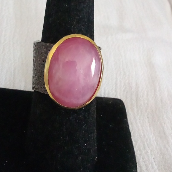 Gorgeous custom made RARE 38ct pink ruby cabochon cocktail band Size 7 🤗 - Picture 6 of 6
